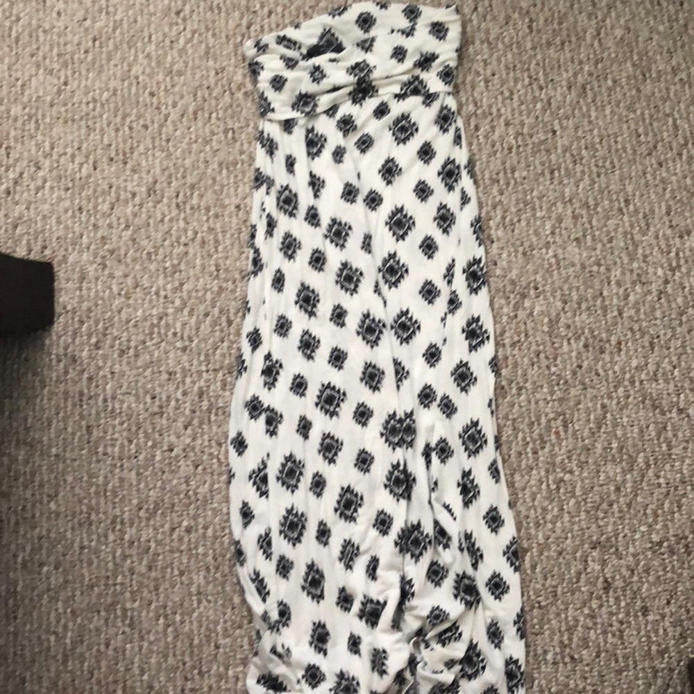 Cream and black fold over maxi skirt